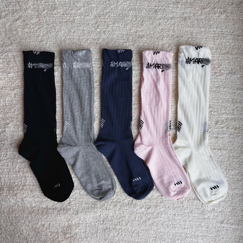 Niche Joker Letter Mid-length Socks Pleated Socks Mouth Thread Mid-length Ins Fashionable Socks Women's Piled Socks Cotton Socks