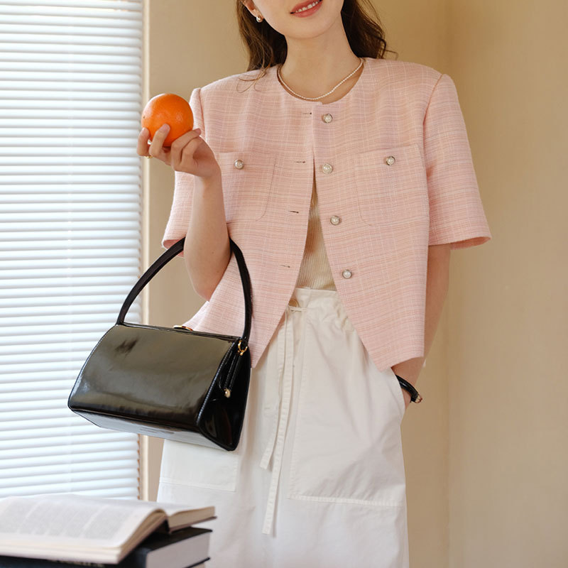 French Style Elegant Style Short-sleeved Suit Jacket Women's Summer Foreign Style Retro Loose Slimming Short Small Suit Thin
