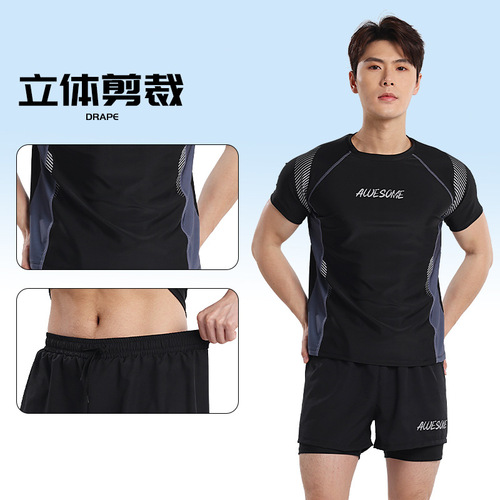 Swimsuit men's professional anti-embarrassment large size loose double-layer swimming trunks quick-drying men's swimsuit suit men's teenagers