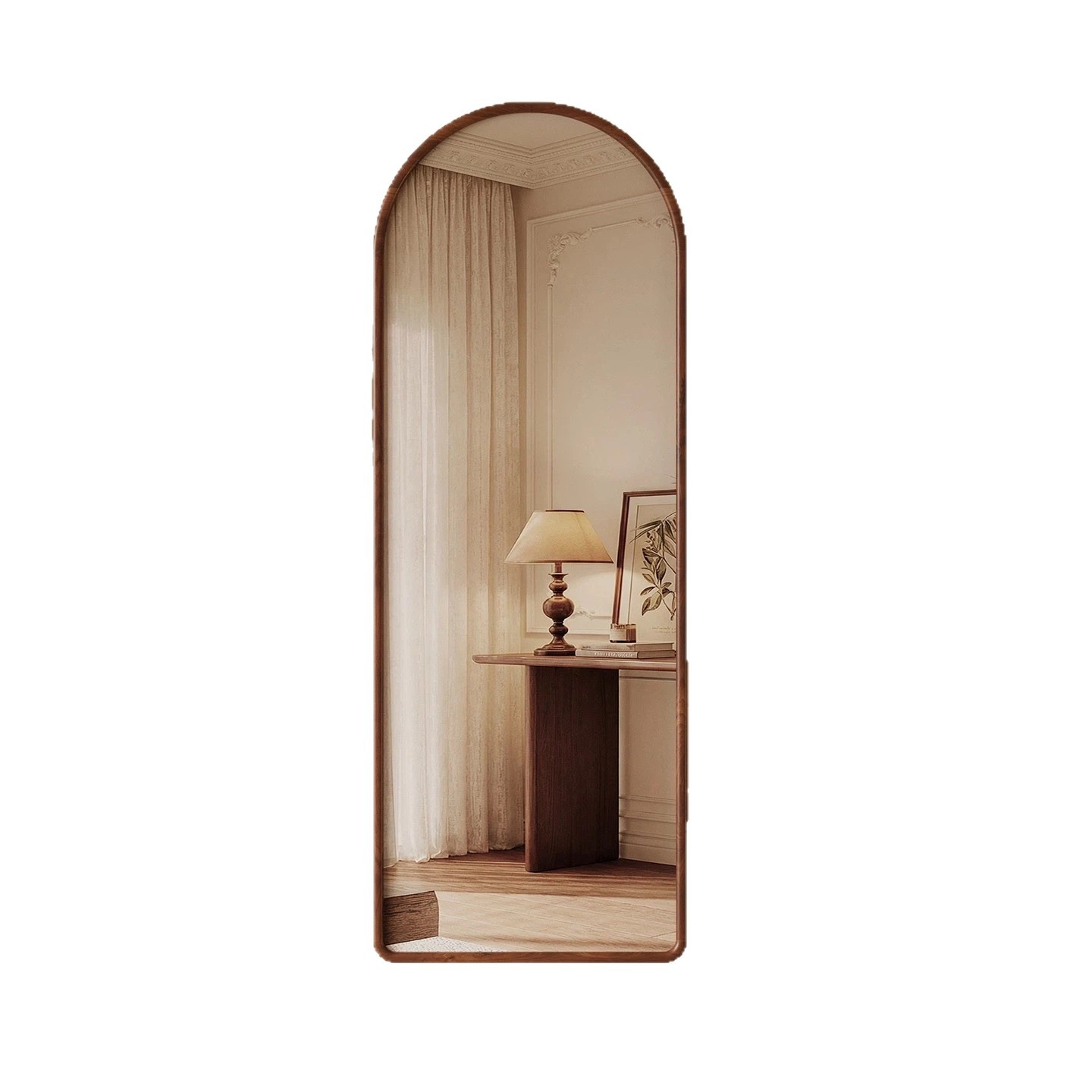 Espejo de madera de caucho de lujo ligero y simple, espejo de pared, espejo de vestimenta de pared, dormitorio doméstico de alta definición, espejo de vestimenta image 6