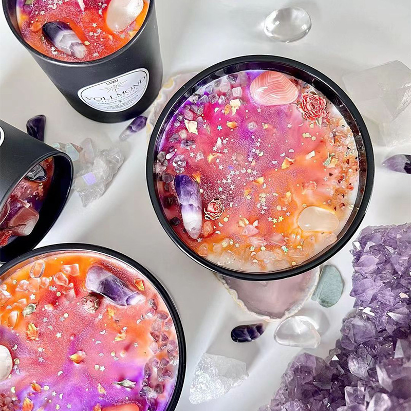 Flores secas de cristal hechas a mano transfronterizas de cera de soja de color cera de aroma vela de alta calidad regalo de mano de vacaciones