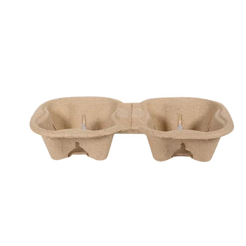 Portavasos desechable para té con leche, portavasos individual/doble/cuádruple, portavasos biodegradable para bebidas con base cuádruple, portavasos de pulpa para café para llevar. image 7