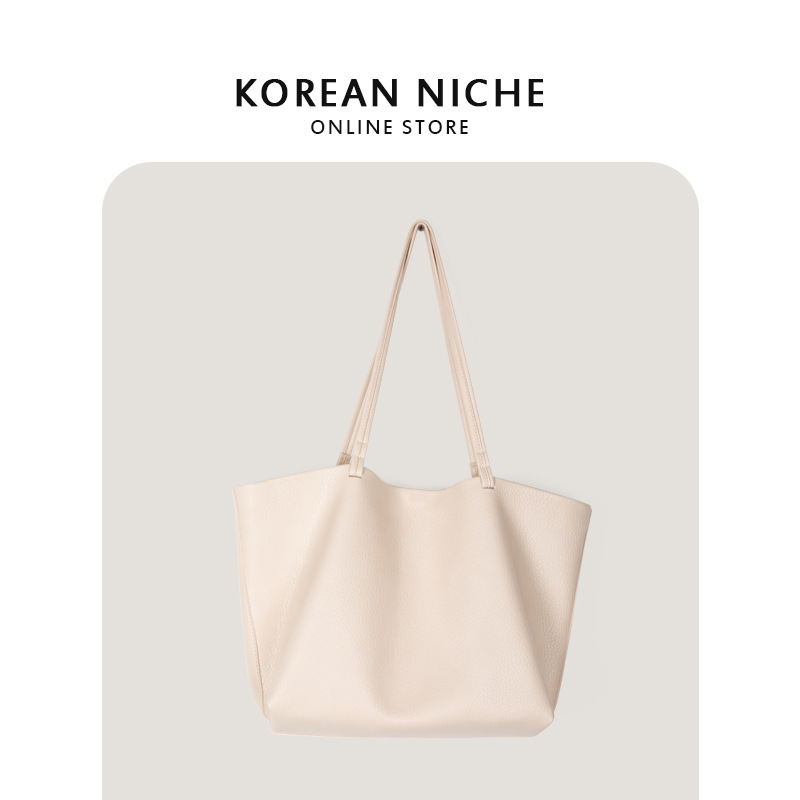 Nuevo diseño de nicho coreano, bolso de hombro de cuero suave con estampado de lichi para mujer, bolso de mano sencillo de gran capacidad para desplazamientos diarios_voghion.com
