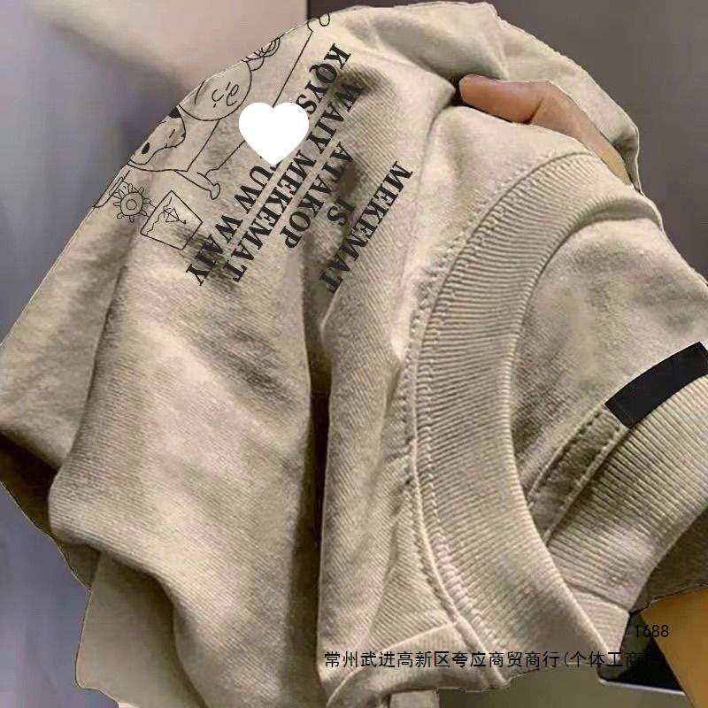 Overseas order overstock ~ Japanese style trendy new simple loose pure cotton printed short-sleeved T-shirt with labels removed and withdrawn