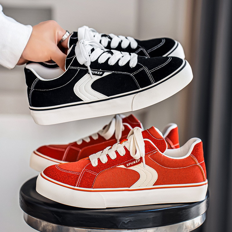 2026新款低帮帆布鞋运动休闲小众男鞋透气滑板板鞋男潮代发HTA-22