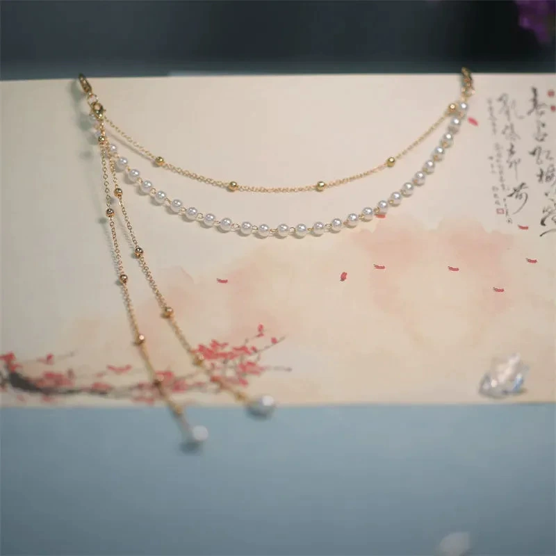 Древний стиль прессованный Hanfu поясной цепь висит украшение Hanfu запретный шаг перед прессованный жемчужный длинный кисточки украшения западного стиля аксессуары