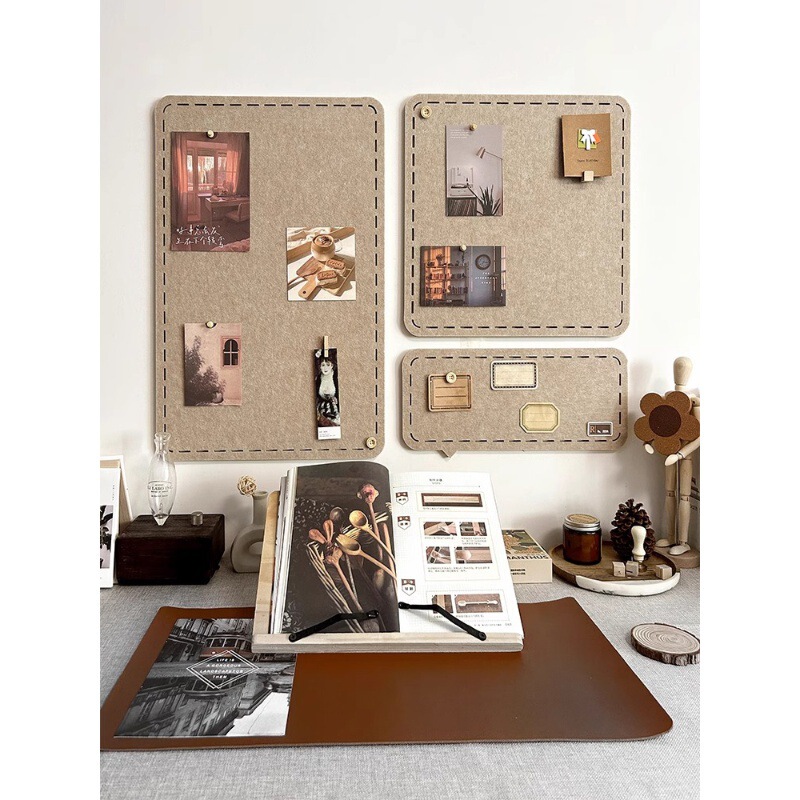 Photo Wall Message Board Combination Punch-free Kindergarten Felt Wall Stickers Display Board Cork Board Background Wall Stickers Self-adhesive