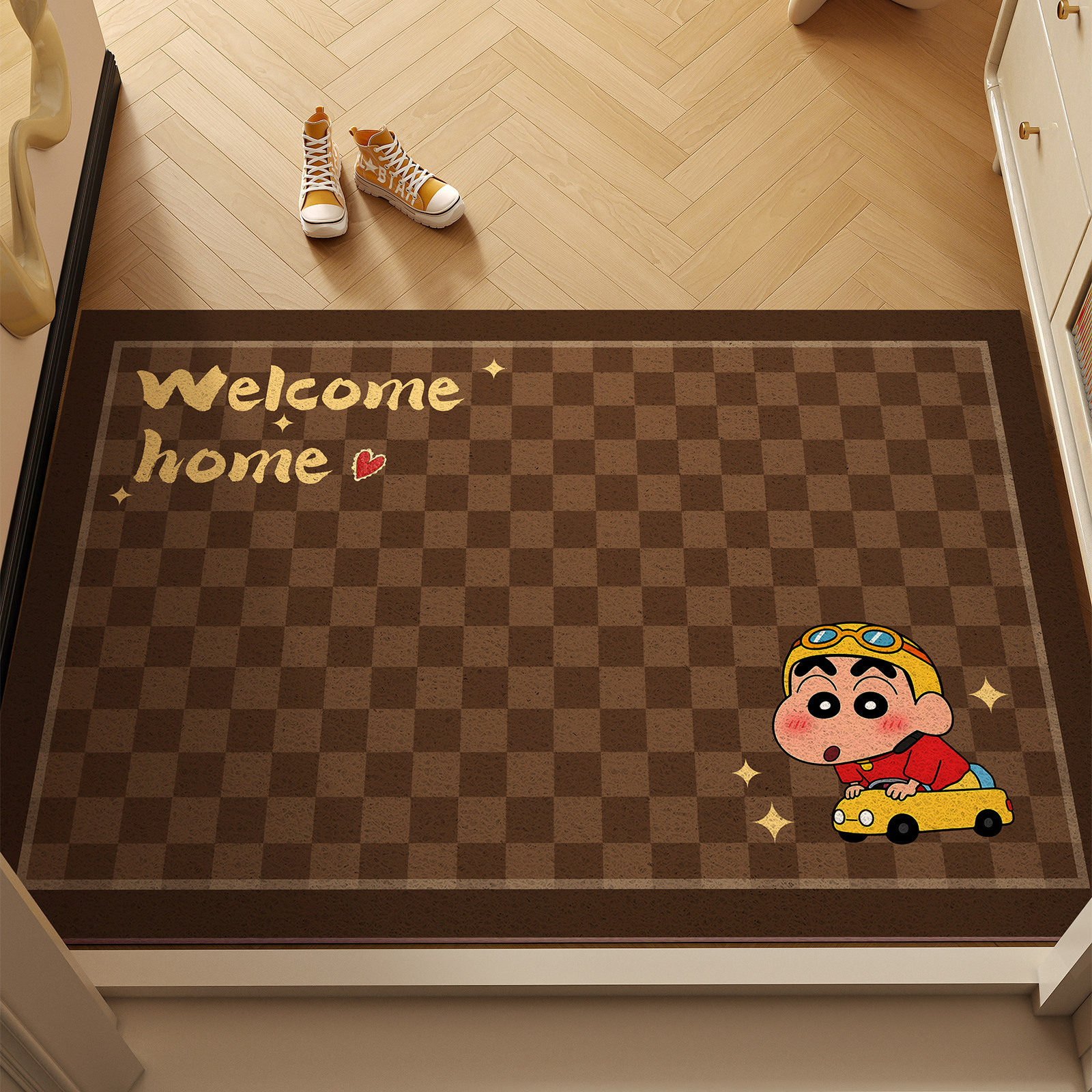 Retro Puppy Entrance Door Mat, Cartoon Silk Loop Floor Mat, Foyer Entrance Foot Mat, Dust Removal Mat, Indoor and Outdoor Entrance Mat
