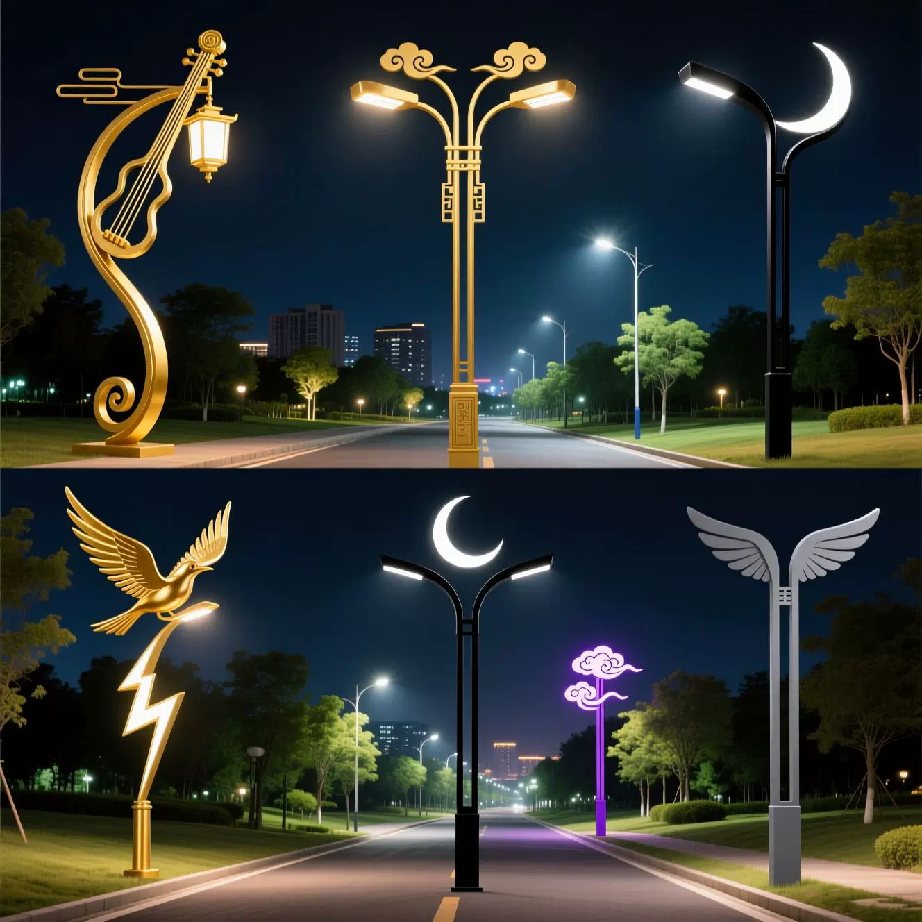 户外大功率市电路灯5米6米8米灯杆市政道路照明超亮高杆景观路灯