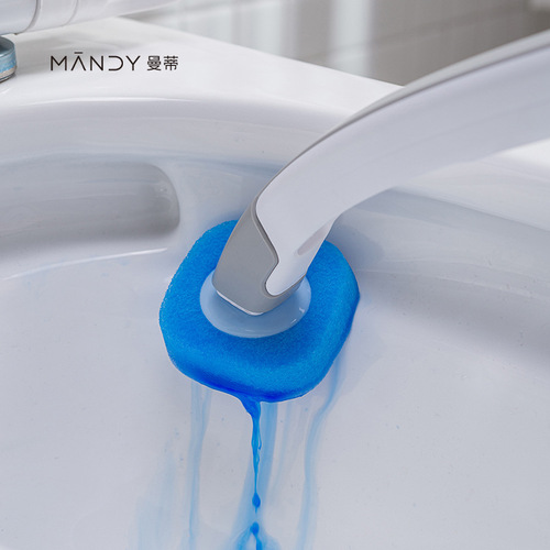 New disposable toilet brush set household long-handled toilet brush sponge replacement head no dead ends toilet cleaning brush