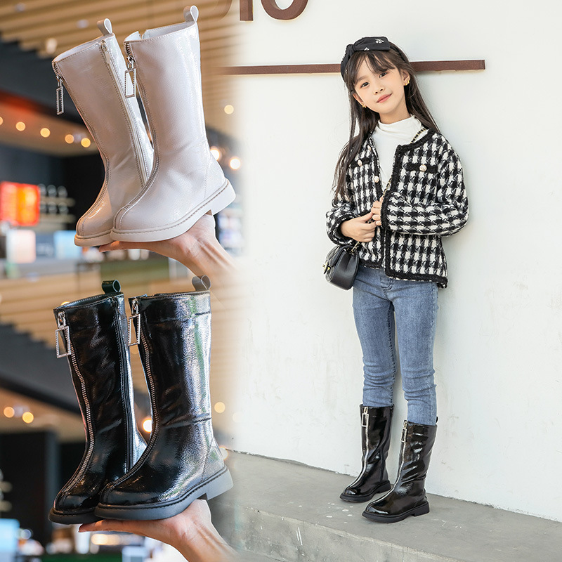 Demi-season non-slip high boots with zipper