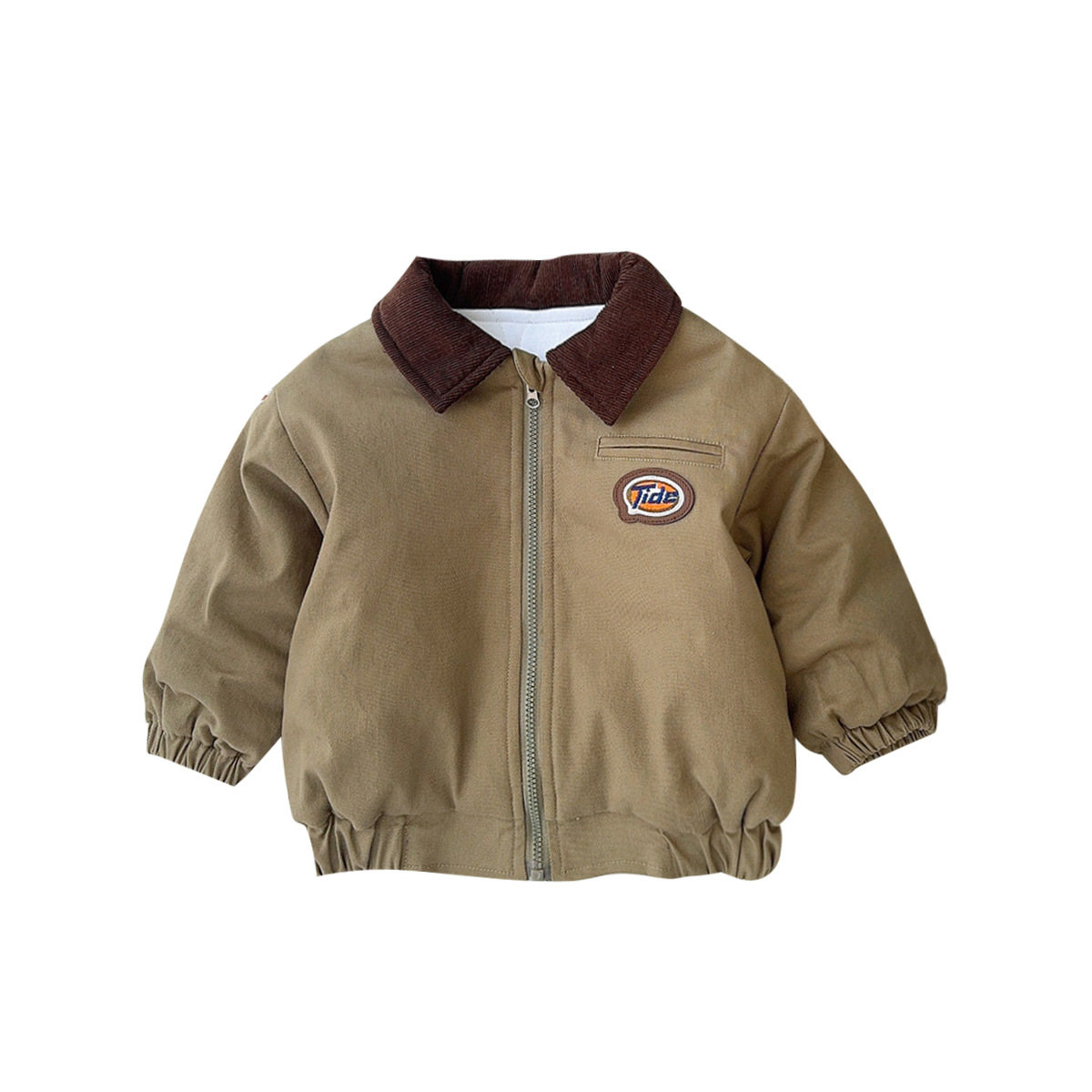 Chaqueta de niño ropa de otoño e invierno 2024 nuevos niños guapos traje retro estilo de Hong Kong chaqueta gruesa acolchada para bebé
