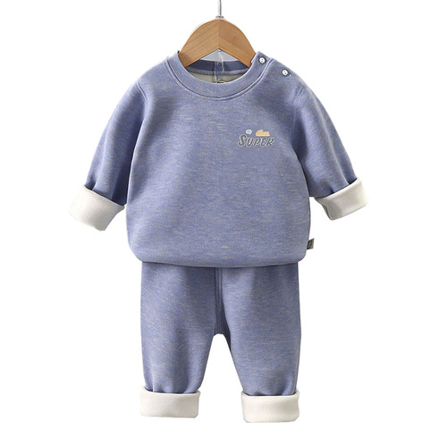 Children's Fleece Thicken Innerwear Set for Boys and Girls, Warm Autumn Clothes, Pajamas, Baby Home Clothes, Winter Fleece Lining