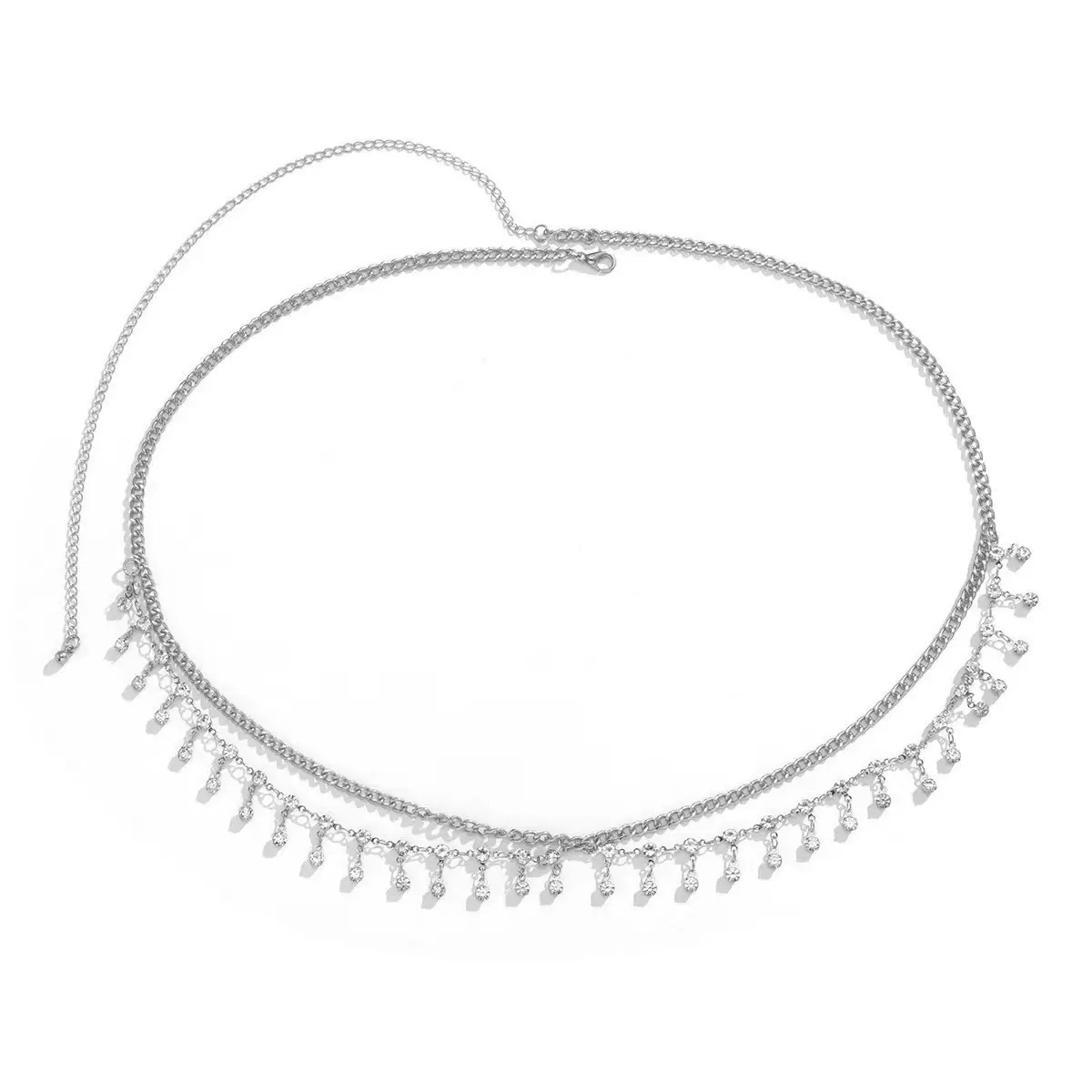 Nuevo diamante de doble flash flange chaîne de cintura metálica sexy accesorios de cadena de moda bikini de alta calidad
