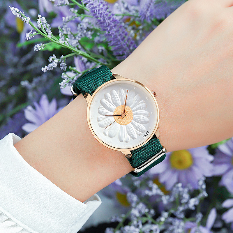 2021新款GEDI大表盘时尚小雏菊小清新学生表休闲防水石英手表|ms