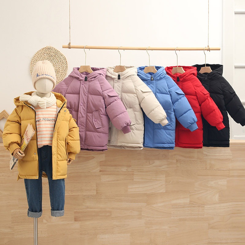 Ropa infantil Abrigo acolchado de algodón para niños abrigo de invierno de longitud media para niños y niñas