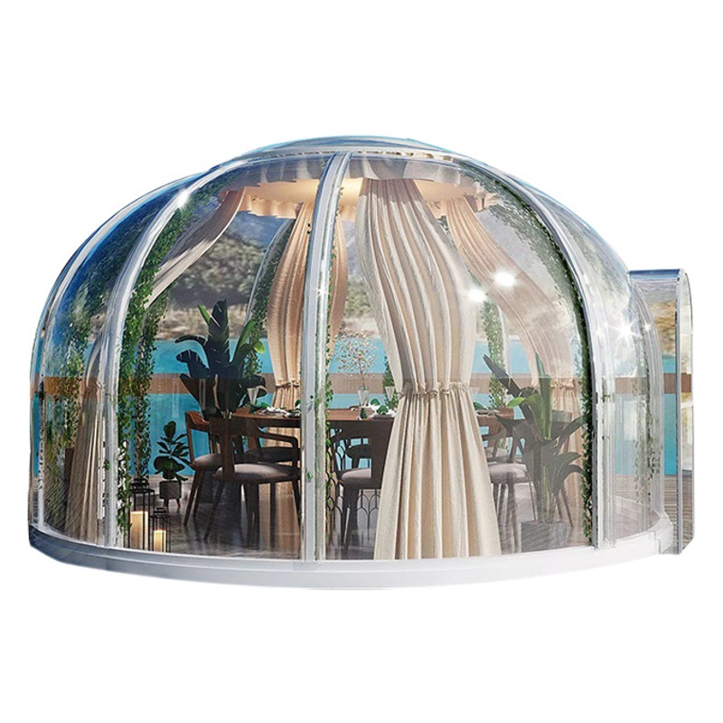 Sichuan PC cielo estrellado habitación red reloj rojo en boda burbuja casa restaurante B & B redondo transparente habitación precio de fábrica 3,3 m