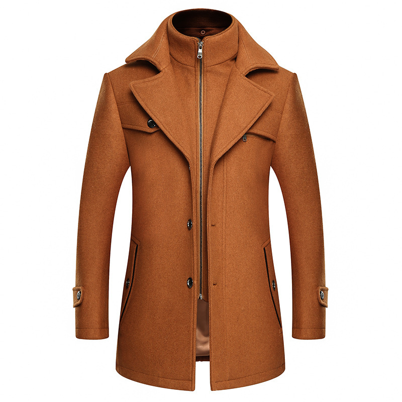 Cross-Border Wholesale Autumn and Winter New Double Collar Woolen Outwear for Men Thickened Large Size Windbreaker Men's Woolen Woolen Outwear for Men Cross-Border Wholesale Autumn and Winter New Double Collar Woolen Outwear for Men Thickened Large Size Windbreaker Men's Woolen Woolen Outwear for Men