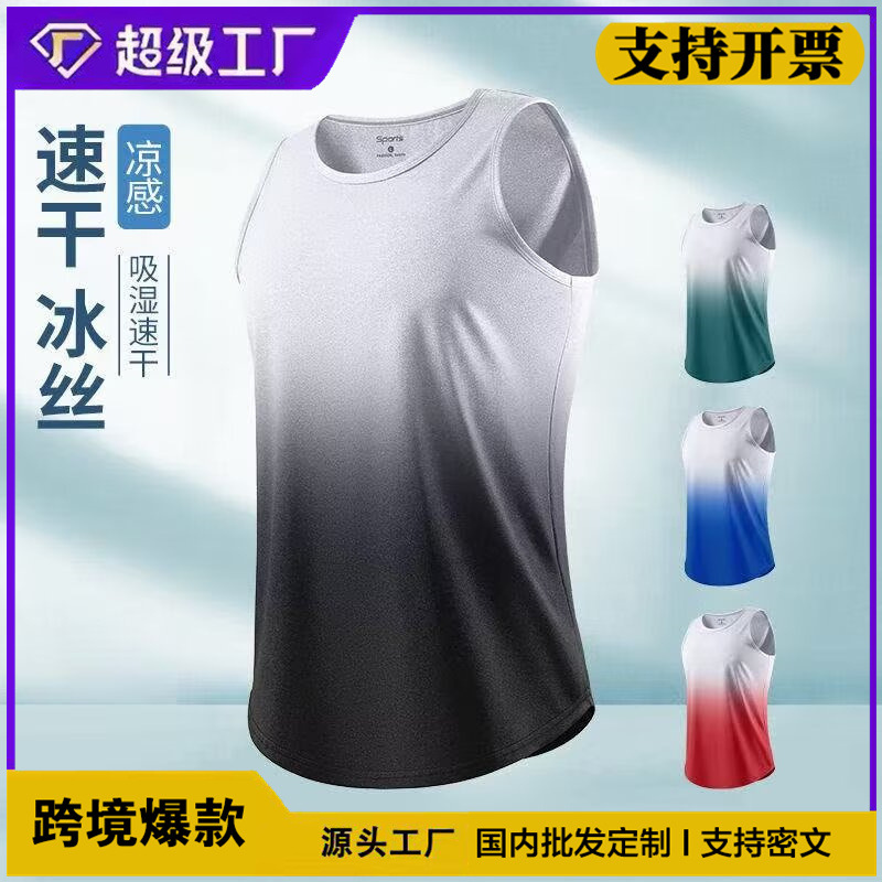 Cross-Border Foreign Trade Fitness Clothing Men's Quick-Drying Vest Sportswear Basketball Equipment Training Running Sleeveless T-Shirt Summer