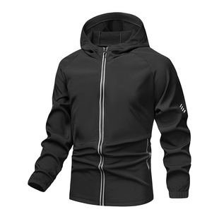 Outdoor Sports Hooded Soft Shell Jacket Men's Top Fleece Clothes Windproof Warm Rush Clothes Men's Mountaineering Fleece Jacket