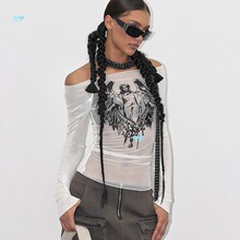 Mesh Knitted One Collar Skincare Top �W��ᘿ�һ���I͸�w����