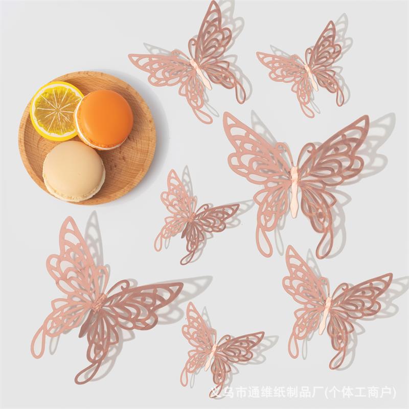 12 pegatinas doradas de mariposas huecas para pared, pegatinas de mariposas para decoración de paredes del hogar, pegatinas creativas de mariposas.