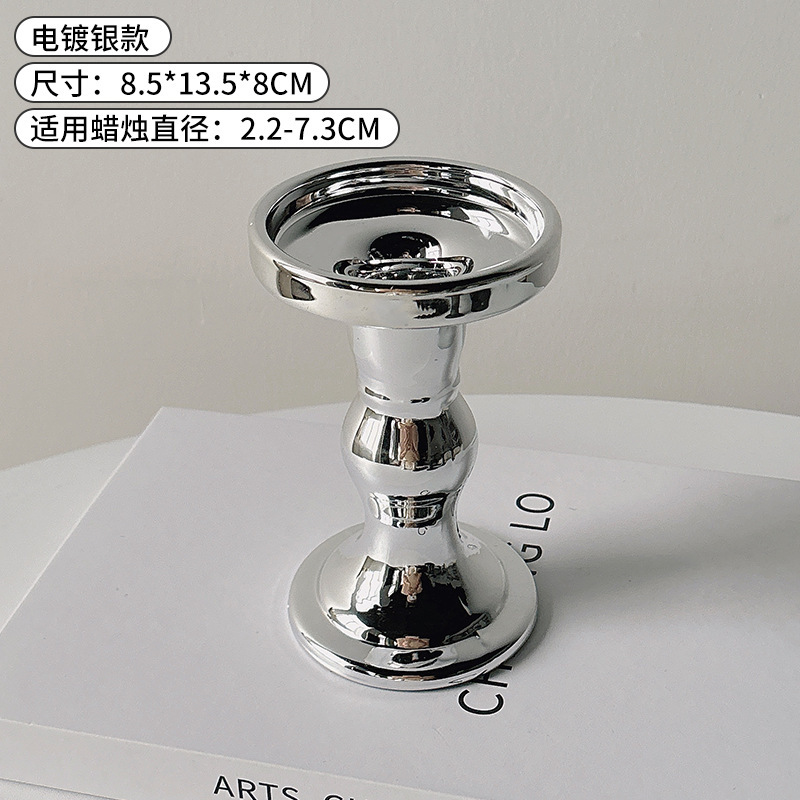 デスクトップ装飾品、家の装飾、ハイエンドの軽い豪華な雰囲気のガラスキャンドルホルダー、ヨーロッパのレトロなローマ柱キャンドルホルダー|undefined