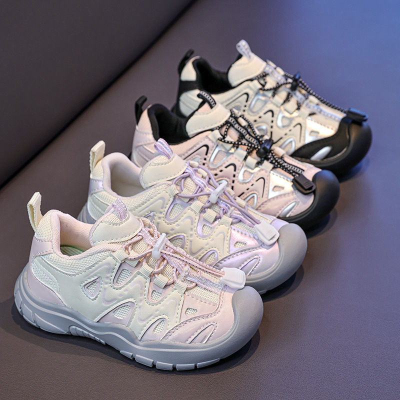 Children's Anti-Collision Sports Shoes 2025 Autum New Boys' One-Leg Contrasting Color Casual Shoes Girls' Running Shoes