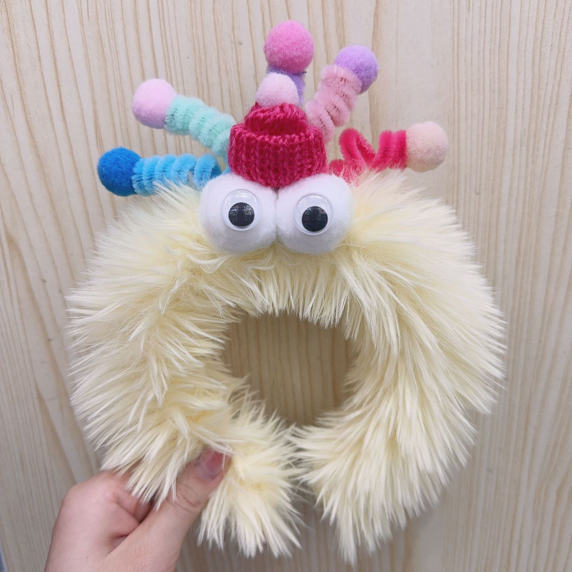 Caricatura verde rana correa de cabello mujer nuevo lindo gran ojo correa de cabello lavar la cara correa de cabello máscara de Navidad tocado