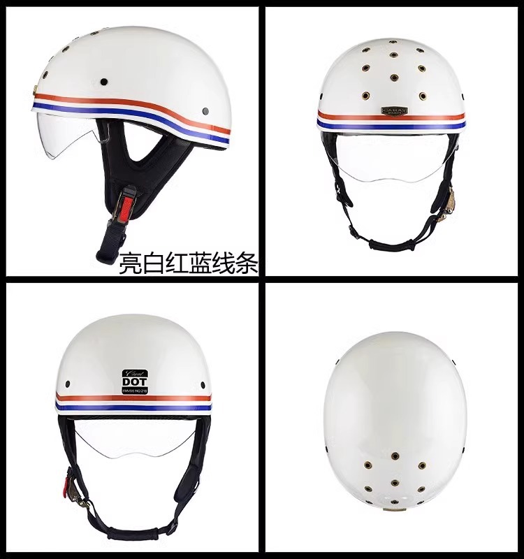 Motorcycle Summer Retro Half Helmet Breathable Cruising Helmet Electric Vehicle Ultra-Light Unisex Helmet 3C Certified
