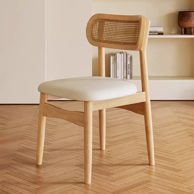 Marco de madera maciza de color troncal + cojín de piel blanca