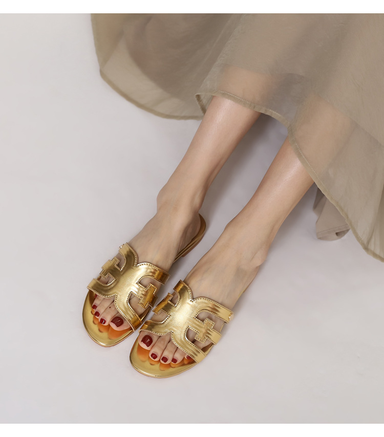 Women's Summer Outdoor Slippers, New Trendy Versatile Beach Slide For Travel And Vacation, Flat Sandals_vogvips.com