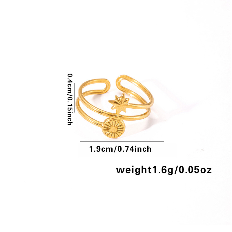 10g Weight Electroplated Gold Plating Process Golden Plated Plating Material Stone-Free Inlay Material Open Rings, Rings Classification 1 Piece Quantity Holiday, Daily Occasion 201 Stainless Steel Material Leaf, Heart Shape Pattern Women's Gender Lady Style Plating Craft Wholesale Jewelry Lady Leaf Heart Shape Floral Titanium Steel Plating Open Rings 30