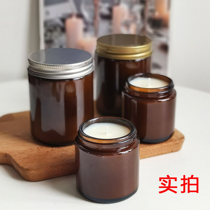 diy Aromatherapy candles Container self-control Fragrance candle Tan glass candle holder 250nl Candle Cup Glass Aromatherapy bottle