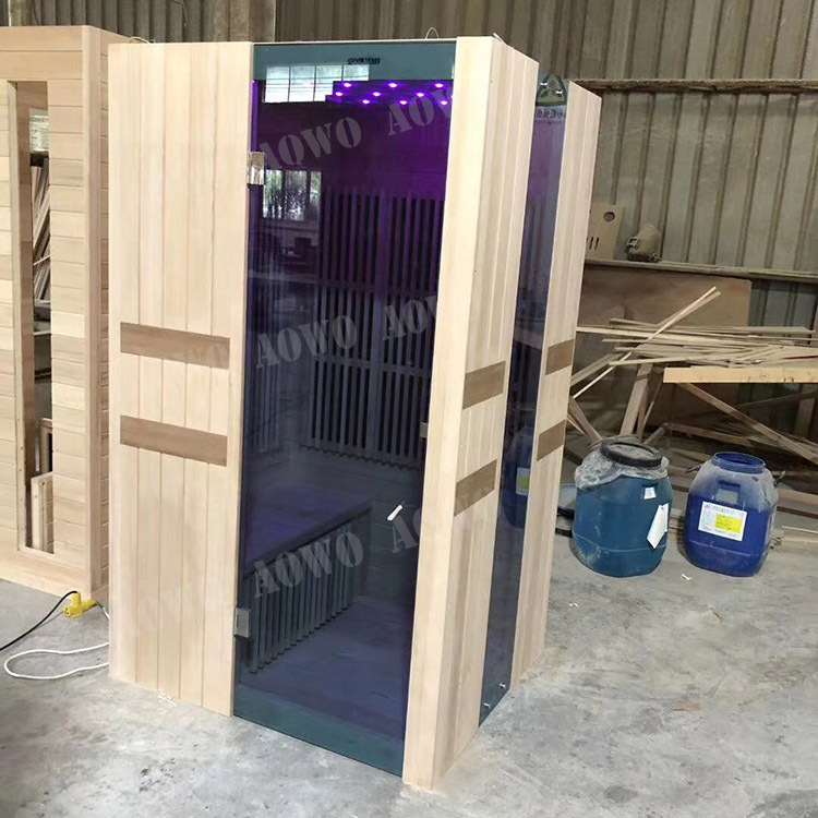 Doble onda de luz del infrarrojo lejano sala de fisioterapia uso familiar sudor humeante Sala pequeño apartamento sauna sala de material de abeto de hierro