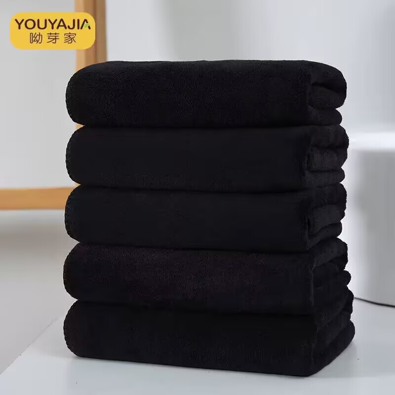 Microfiber Black Towel for Beauty Salons and Hotels, Thickened, Absorbent, Quick-Drying, Cross-Border Car Wash Cleaning Cloth