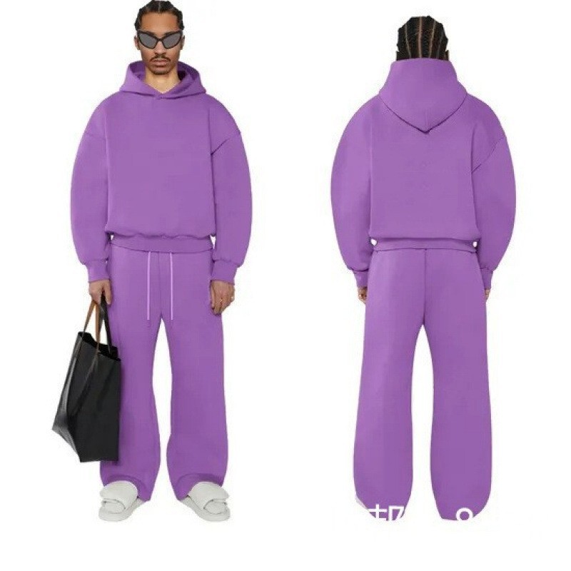 Cross-Border Men's Sports Suit Long-Sleeved Sportswear Hooded Sweatshirt with Leggings 2-Piece Suit Cross-Border