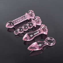 新款玫瑰花系类玻璃阳具肛塞 自慰调情成人用玻璃按摩拓张器