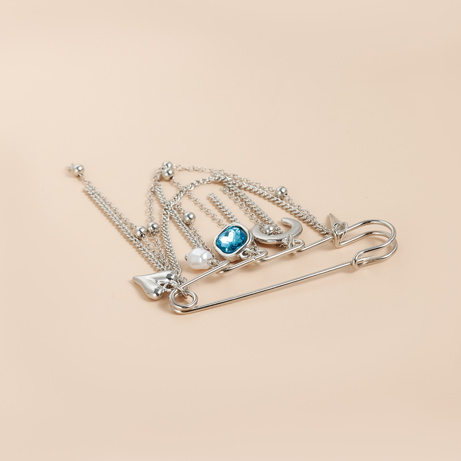 Herz Und Mond Brosche Mit Quasten Für Damen Modeschmuck_voghion.com