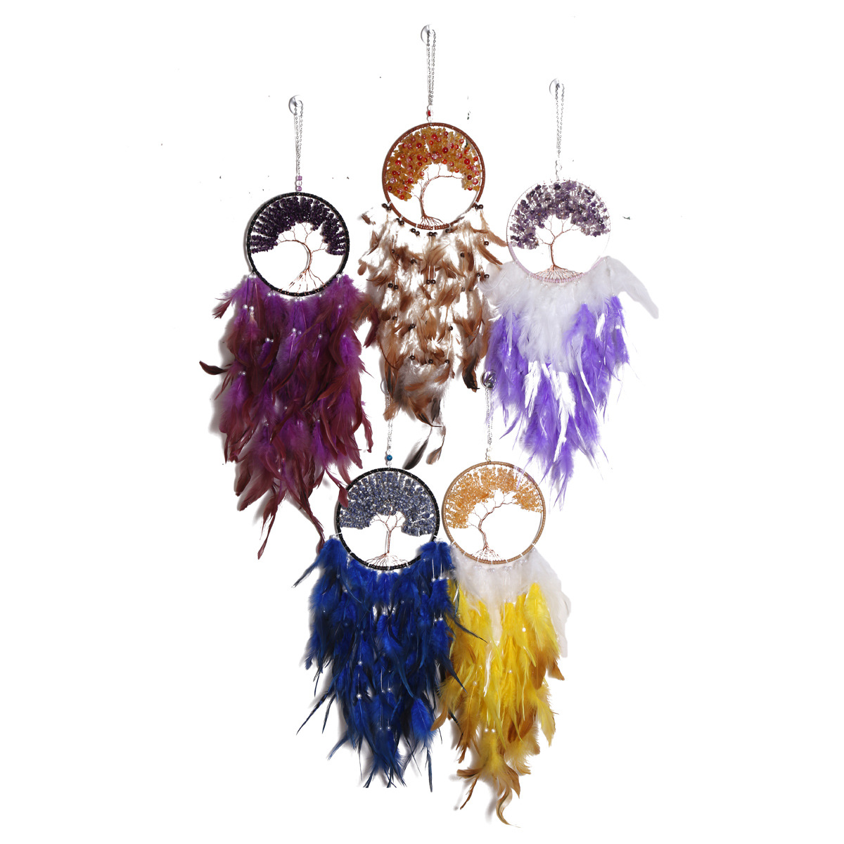 Tree of Life Wind Chime Pendant Dream Catcher Pendant Gravel Craft Decoration Room Indoor and Outdoor Decorative Gifts