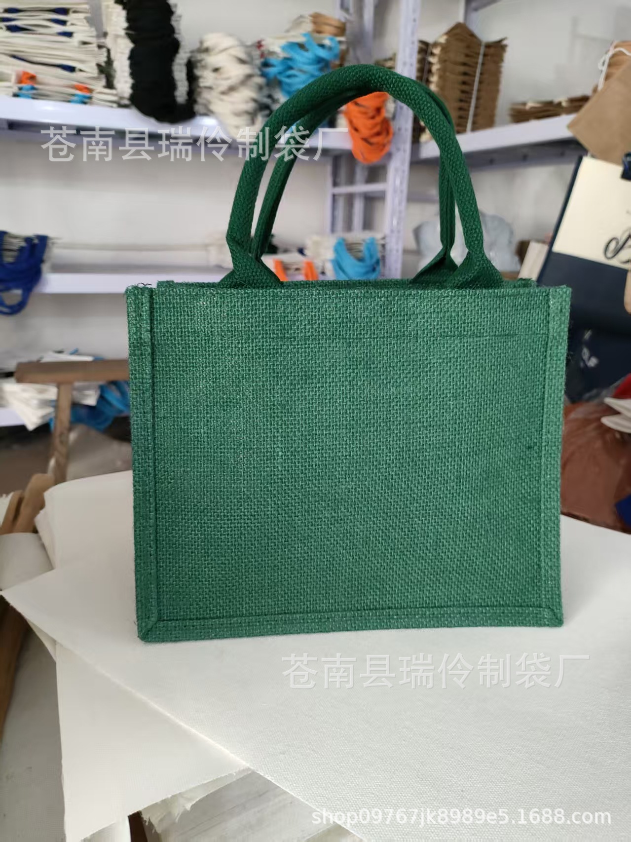 Bolsas de lino negras, rojas, verde oscuro, azules, bolsas de mano de lino, algodón y yute con logo impreso al por mayor. image 17