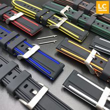 通用跨境硅胶表带 开关快拆双色带生耳适配20 22 24mm硅胶双色表