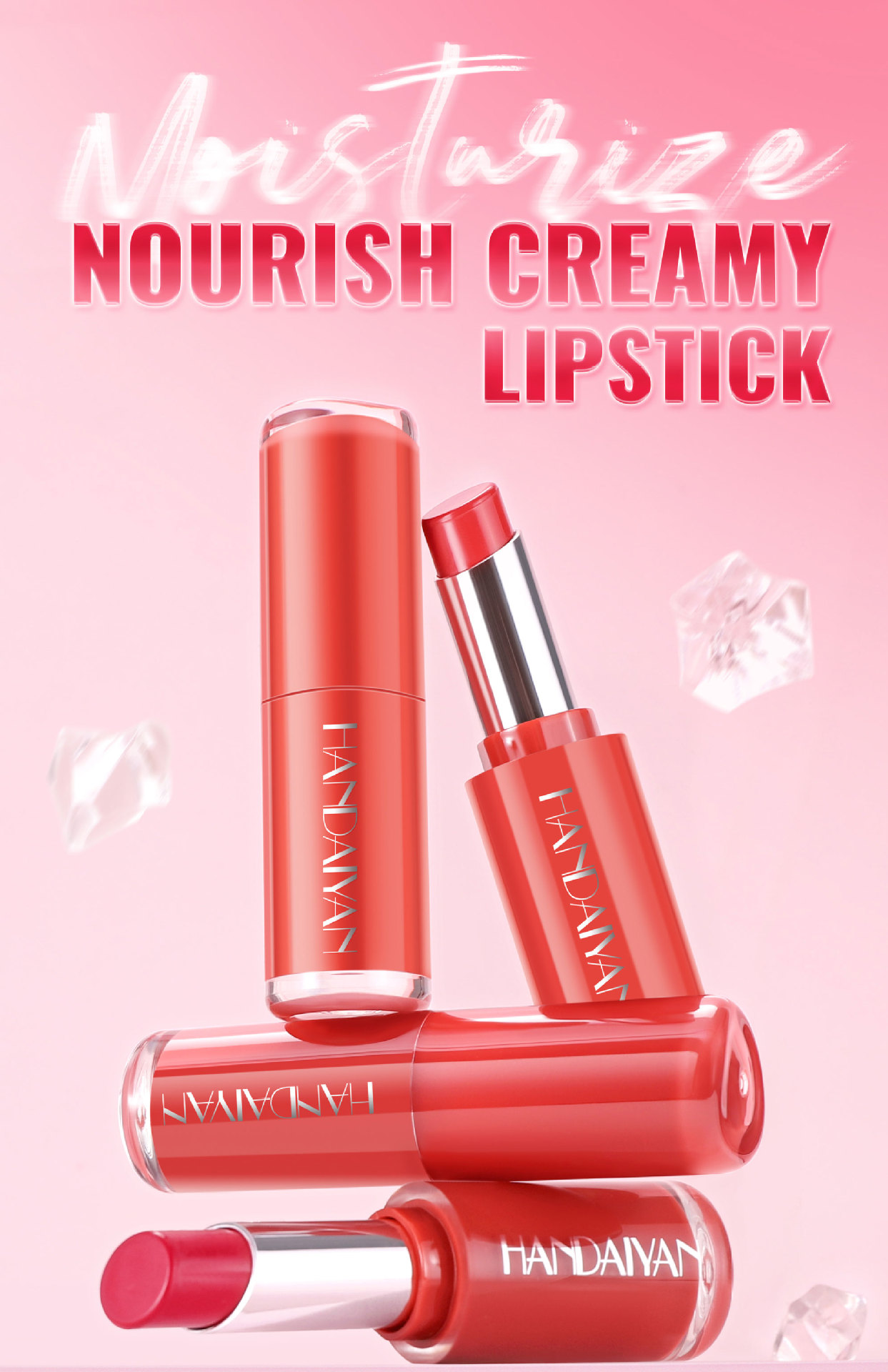 Cross-border waterproof and moisturizing Lipstick HANDAIYAN velvet lipstick enhances complexion. 8-color natural moisturizing lipstick in stock full figure