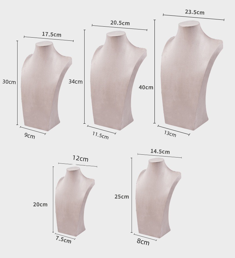 249g Weight Jewelry Display Bust Classification 1 Piece Wood Flannel Simple Style Solid Color Jewelry Display Bust