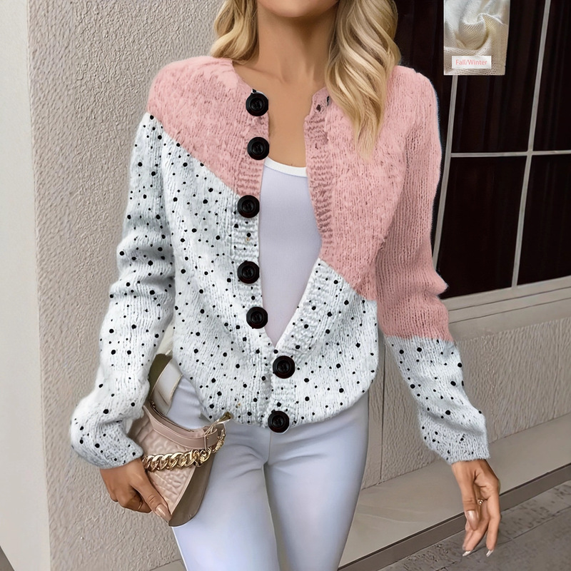 Cross-Border European and American New Round Neck Cardigan 3D Printed Fashion Women's Knitted Jacket Autum Sweater Amazon Best Seller Cross-Border European and American New Round Neck Cardigan 3D Printed Fashion Women's Knitted Jacket Autum Sweater Amazon Best Seller
