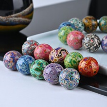 厂家批发非遗大漆珠手串散珠diy配饰黑檀木胚螺钿非遗文玩大漆珠