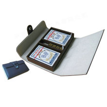 定制扑克牌包装盒 娱乐牌具礼品包装 两副装扑克牌盒PU皮革包装盒