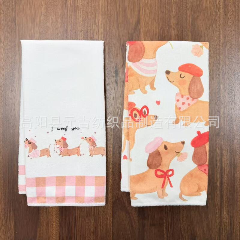 Amazon Cross-Border Dachshund Cartoon Animal Reusable Kitchen Dish Towel Meal Amazon Cross-Border Dachshund Cartoon Animal Reusable Kitchen Dish Towel Meal