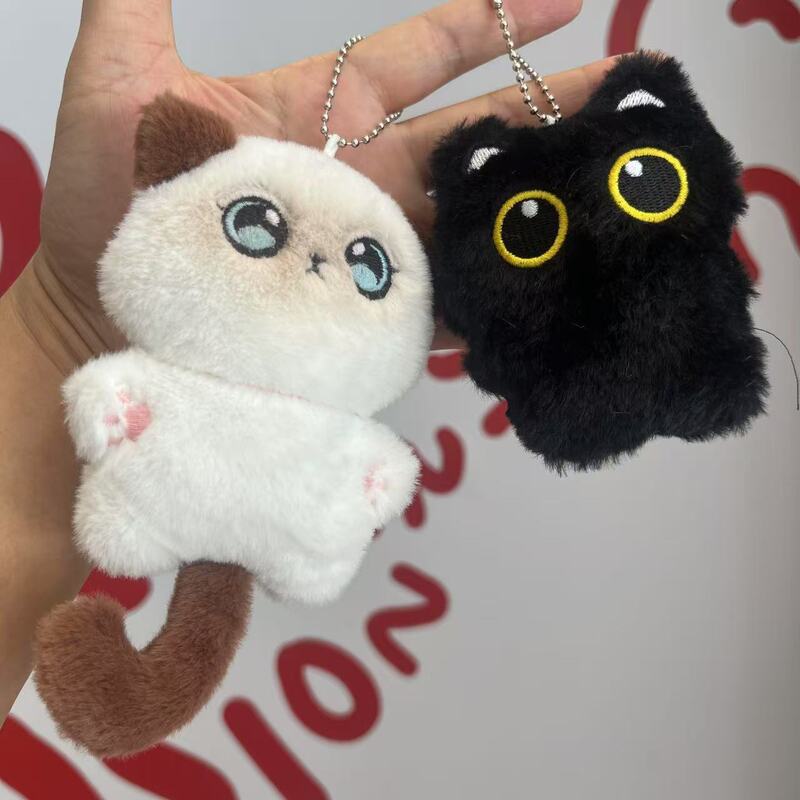 きしむ漫画猫家族ぬいぐるみキーホルダー小さな鼻猫ペンダントスクールバッグ人形ペンダントギフトトレンド|undefined