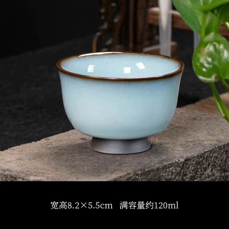 Jun kiln official kiln tea cup iron tire master cup can open a large product cup kiln, ceramic hand pull single cup tea set